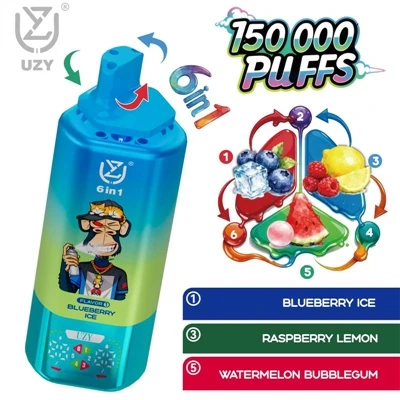 Uzy 6 - dalam -1 150 k rokok elektronik pakai|150000 puffs, enam perasa rasa,...