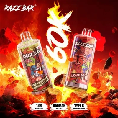 Razz Bar 60000 E-rokok pakai buang|60,000 Puff, Pilihan Terbaik Untuk Vape Be...
