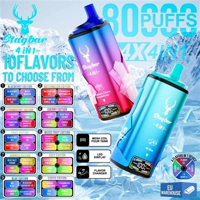 Stag Bar 4in1 80000 Puffs: Pilihan Era Baharu Untuk Rokok E-Semburan Tinggi